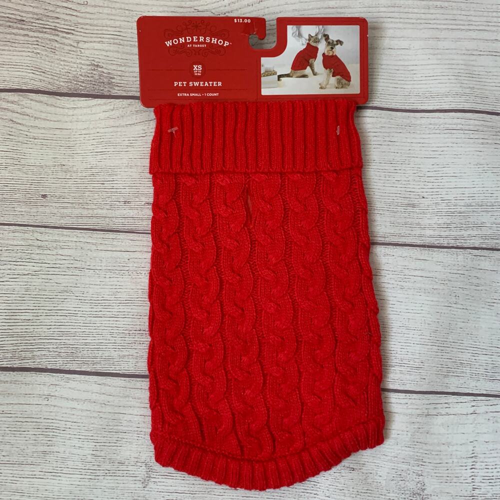 Wondershop at Target Red Knit Pet Sweater Pullover Size XS Up To 10lbs Cat Dog